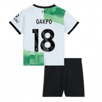 Camiseta Liverpool Cody Gakpo #18 Segunda Equipación Replica 2023-24 para niños mangas cortas (+ Pantalones cortos)